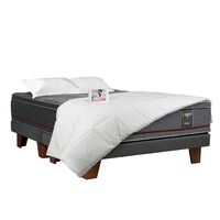 Cama Europea Celta Base Dividida 2 Plazas Everest Copper Black + 2 Almohadas + Textiles