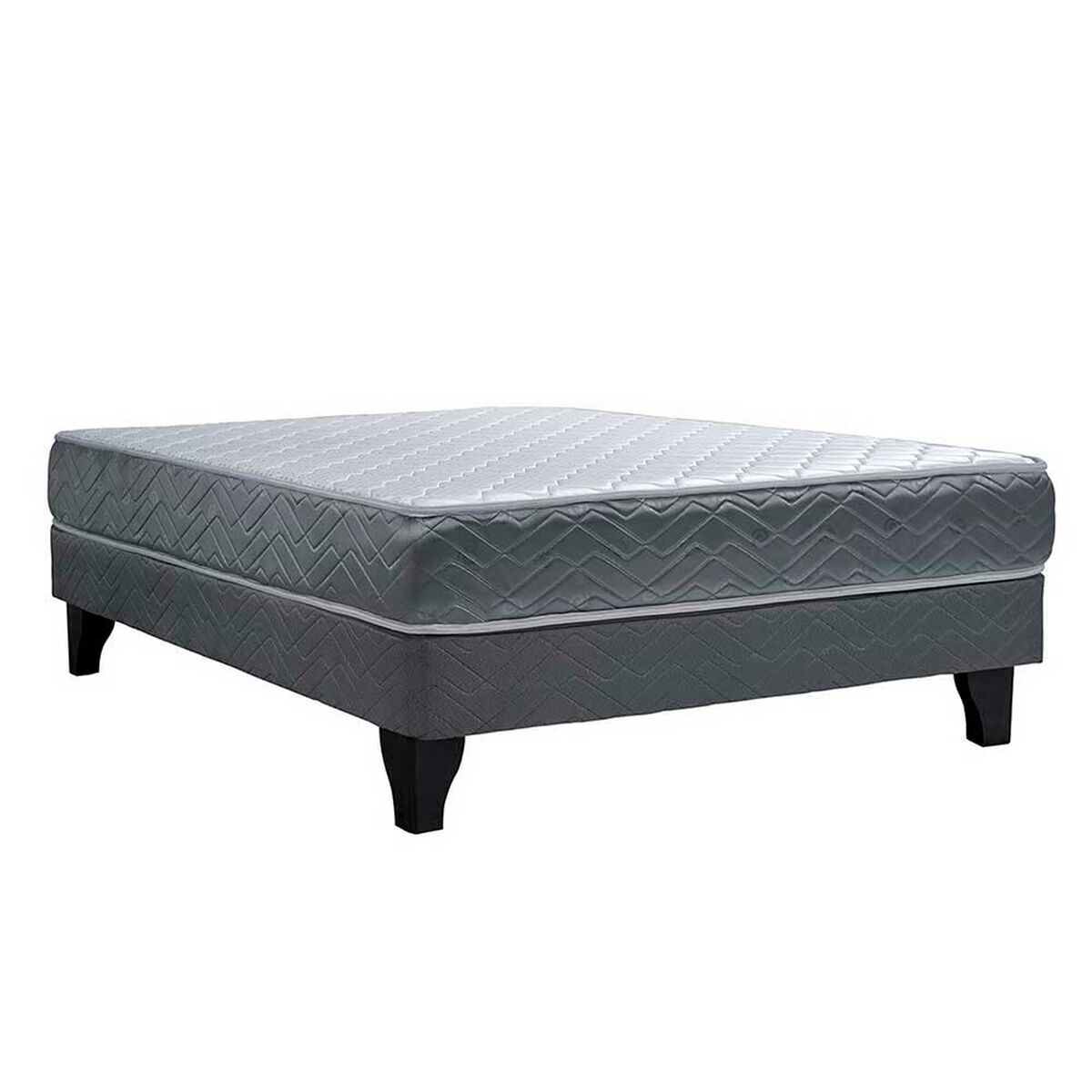 Combo Cama Europea Celta 2 Plazas Cádiz + Respaldo + 2 Veladores Casanova Nogal