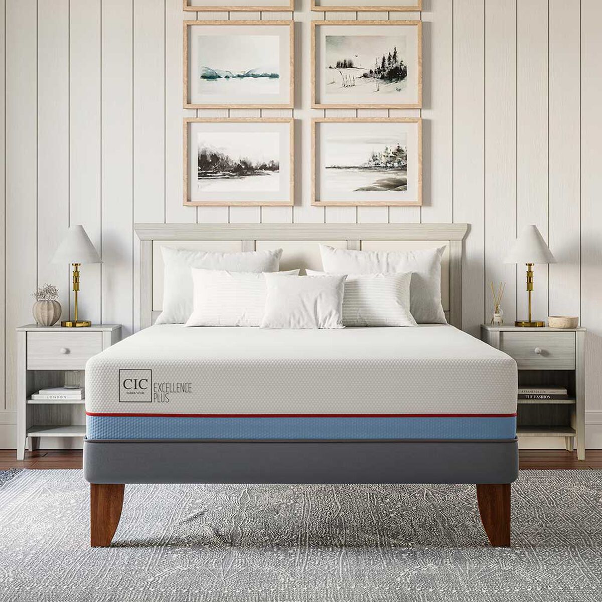 Cama Europea CIC 2 Plazas Excellence Plus + Respaldo + 2 Veladores Munich