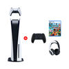 Combo Consola Sony PlayStation 5 + 1 Control Inalámbrico Negro + Audífonos Bluetooth Pulse 3D + Juego Sackboy a Big Adventure