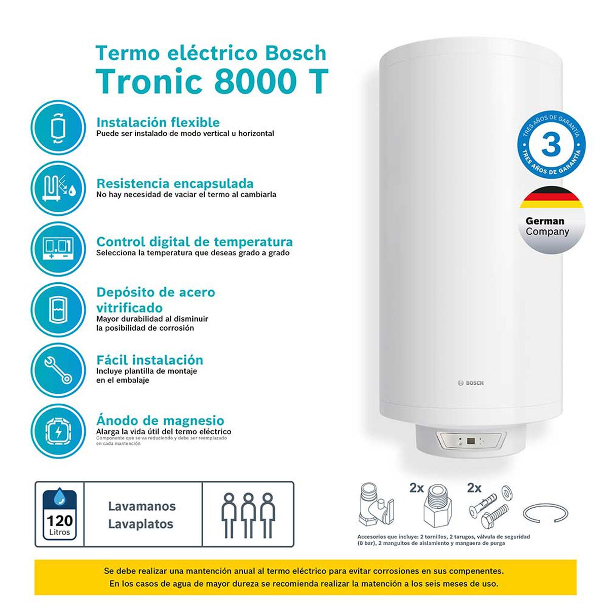 Termo Eléctrico Bosch TR 8000T 120 lts.