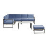 Juego de Terraza Premium Innovamuebles Ulmo Sofá Seccional 6 Cuerpos + Pouf Azul 