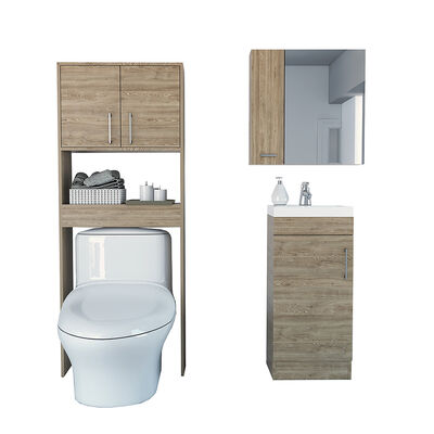 Imagen 2 del producto Combo Gabinete Espejo + Mueble Lavamanos + Mueble Auxiliar TuHome Bath 300