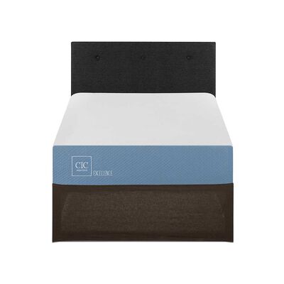 Cama Europea CIC Iron Smart 1,5 Plazas Excellence + Respaldo Black Tapizado + Faldón