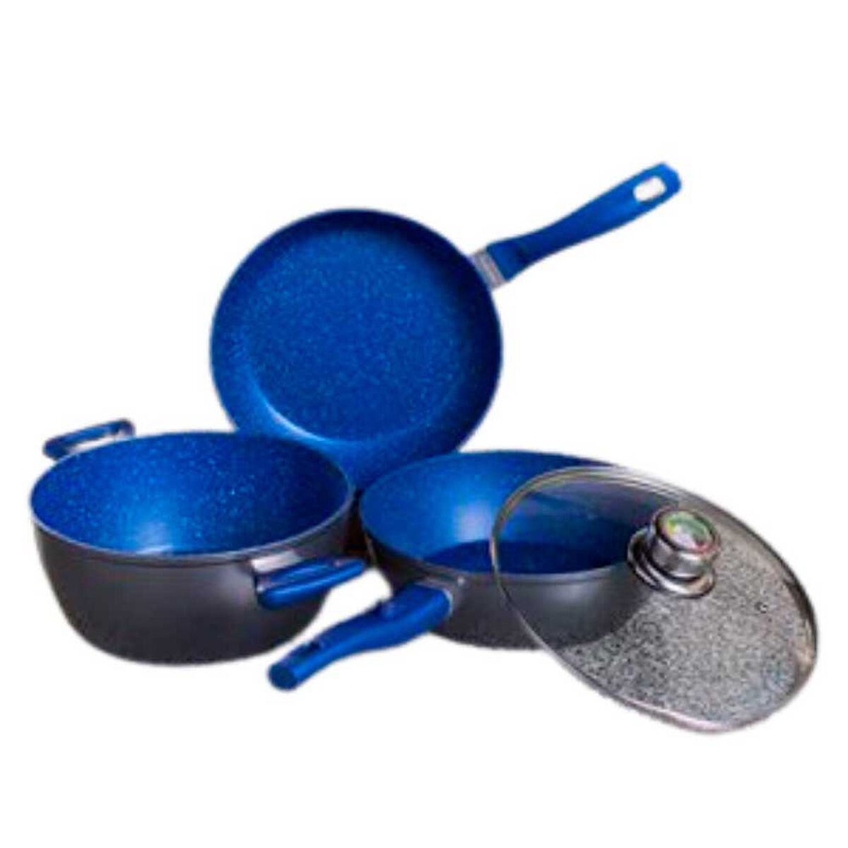 Batería de Cocina Swiss Nature Labs Flavorstone Azul 4 Piezas