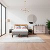 Combo Cama Europea CIC Base Dividida 2 Plazas Balance + Respaldo 2 Plazas + 2 Veladores Casanova Caroline Natural + C&oacute;moda Casanova Pisa 6 Cajones Nogal Off White + Pack Almohadas Celta Imperial Soft Blanco 65 x 45 cm