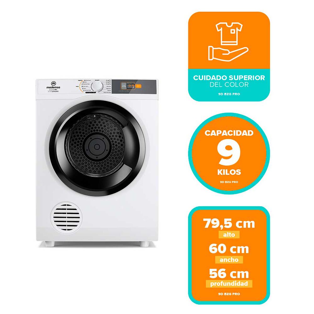 Secadora Carga Frontal 9DBZG PRO 9 Kg