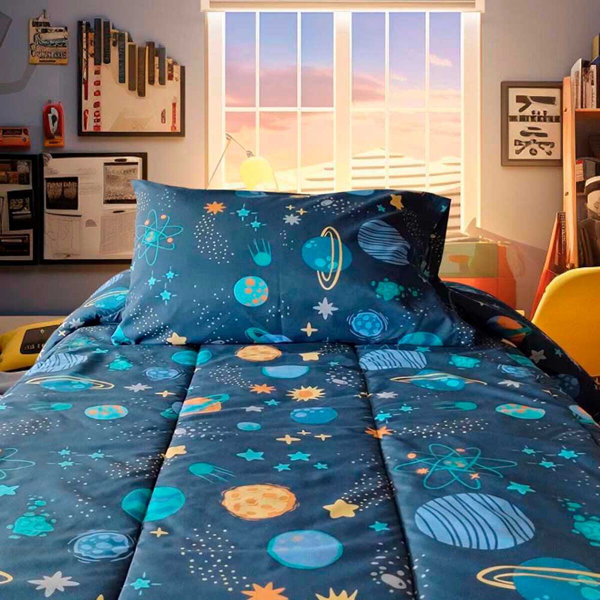 Plum&oacute;n Illusions 1,5 plazas Infantil Galaxy Azul