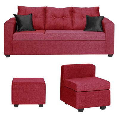 Imagen 1 del producto Juego de Living Diseño A&M Home Antonella Sofá 3 Cuerpos + Butaca 1 Cuerpo + Pouf 1 Cuerpo  Burdeo