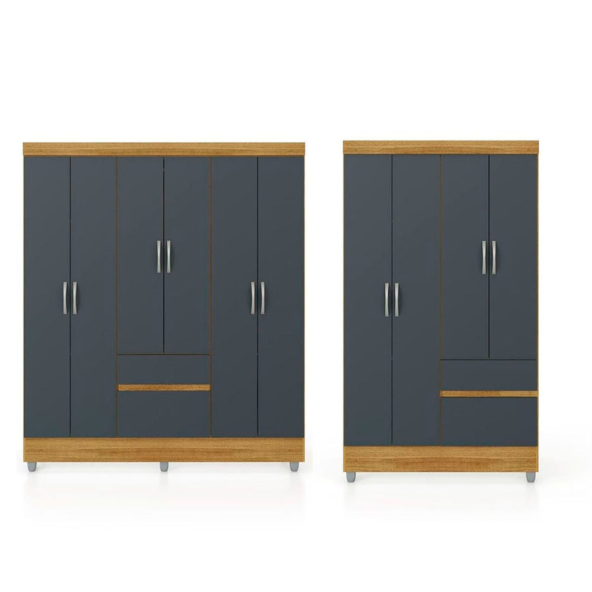 Combo Closet Vekkahome 6 Puertas + Closet 4 Puertas Americano Gris