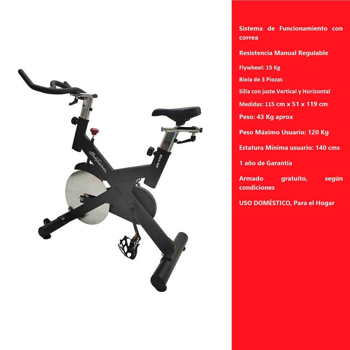 Bicicleta Spinning BodyTrainer Spn 475B
