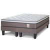Combo Cama Europea Rosen Base Dividida 2 Plazas New Style 6 + Respaldo + 2 Veladores Casanova 2 Plazas Naturale Gris