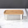 Tupper de Acero Inoxidable Tapa Madera Simplit Blanco 800 ml