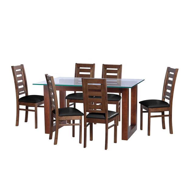 Juego de Comedor Latam Home Pamplona Granada 6 Sillas Cuero Gris
