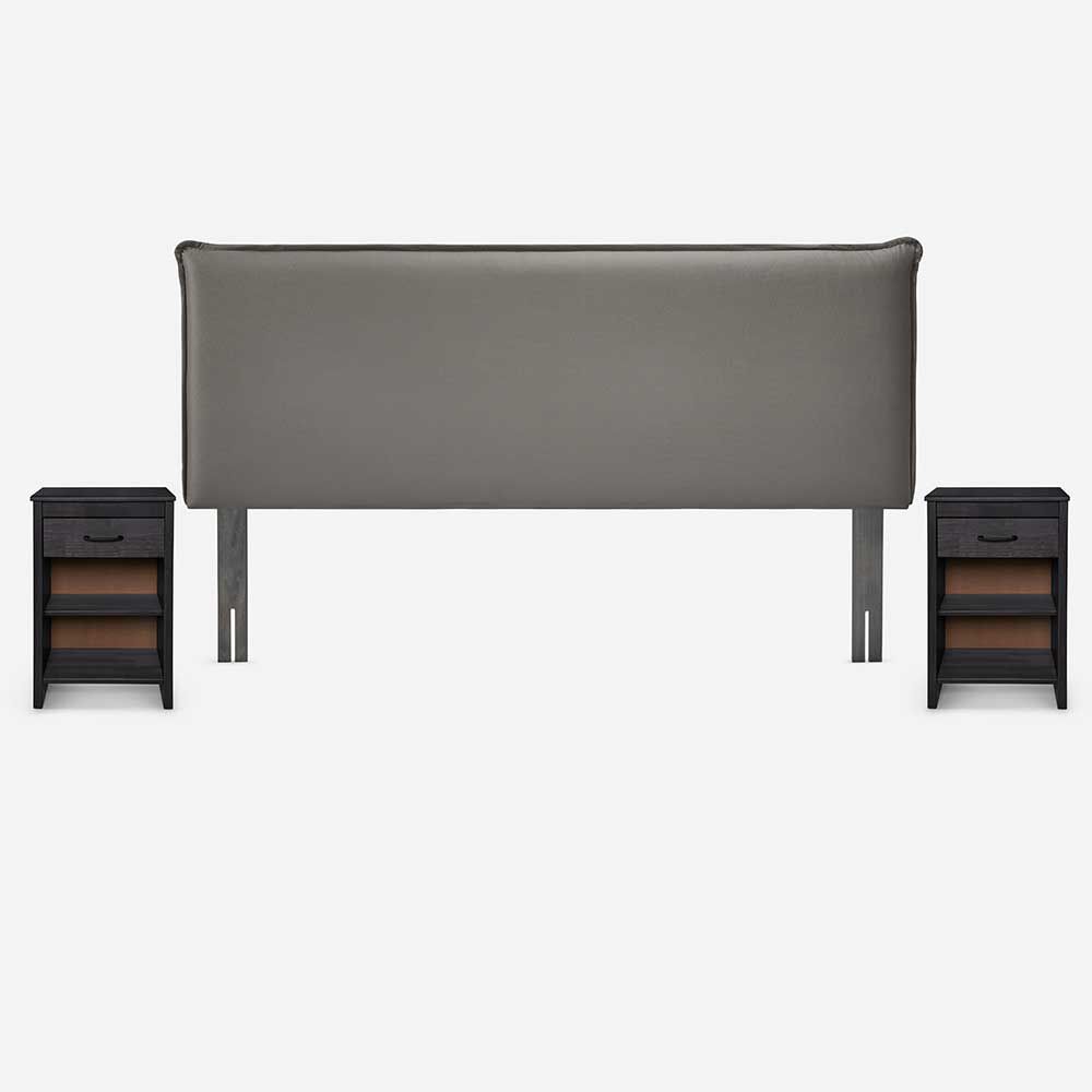 Respaldo + 2 Veladores Rosen King Maurice Gris