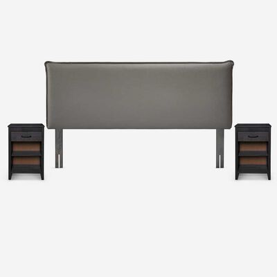 Imagen 1 del producto Respaldo + 2 Veladores Rosen King Maurice Gris