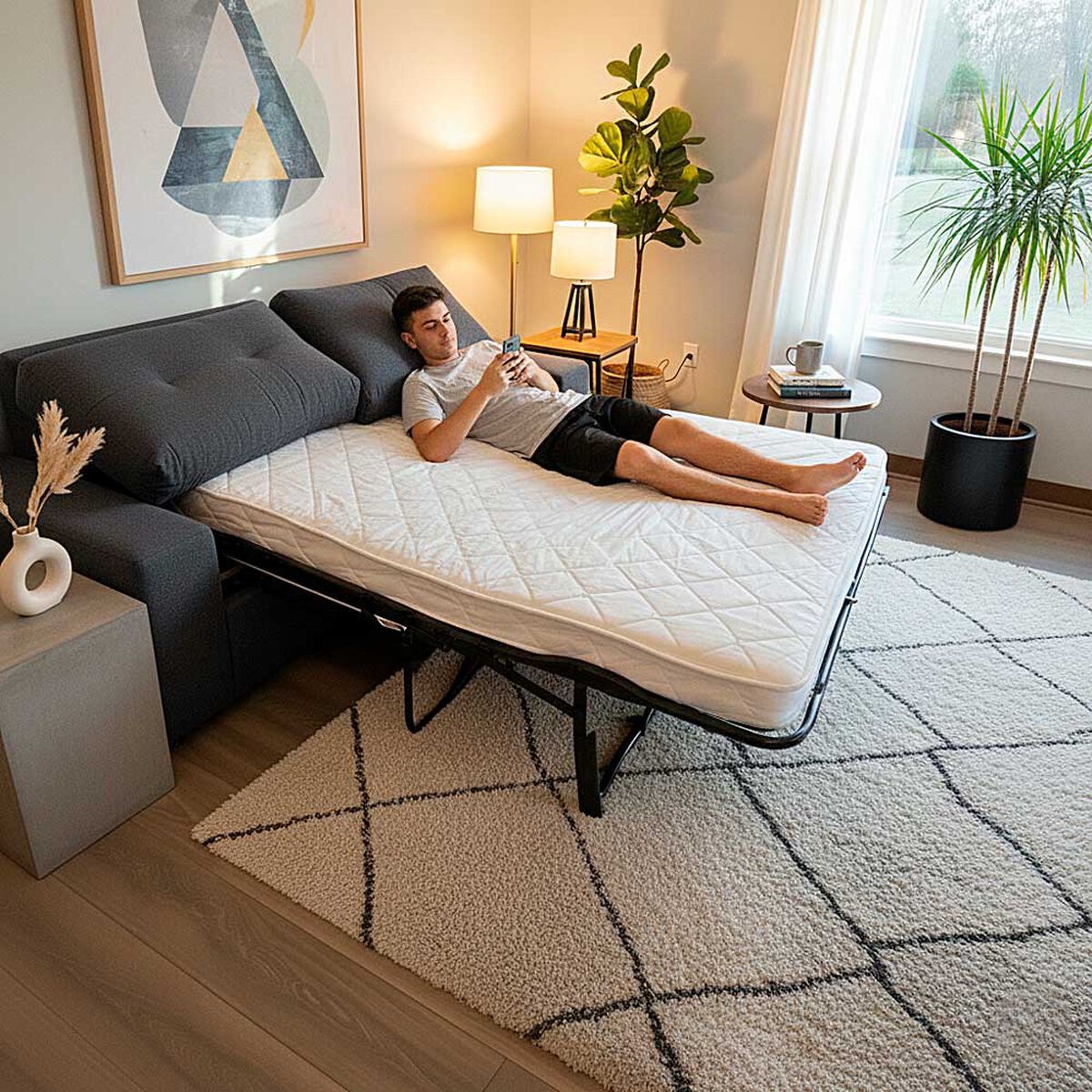 Sof&aacute; Cama Mons Mons M&oacute;naco 3 Cuerpos Gris Oscuro