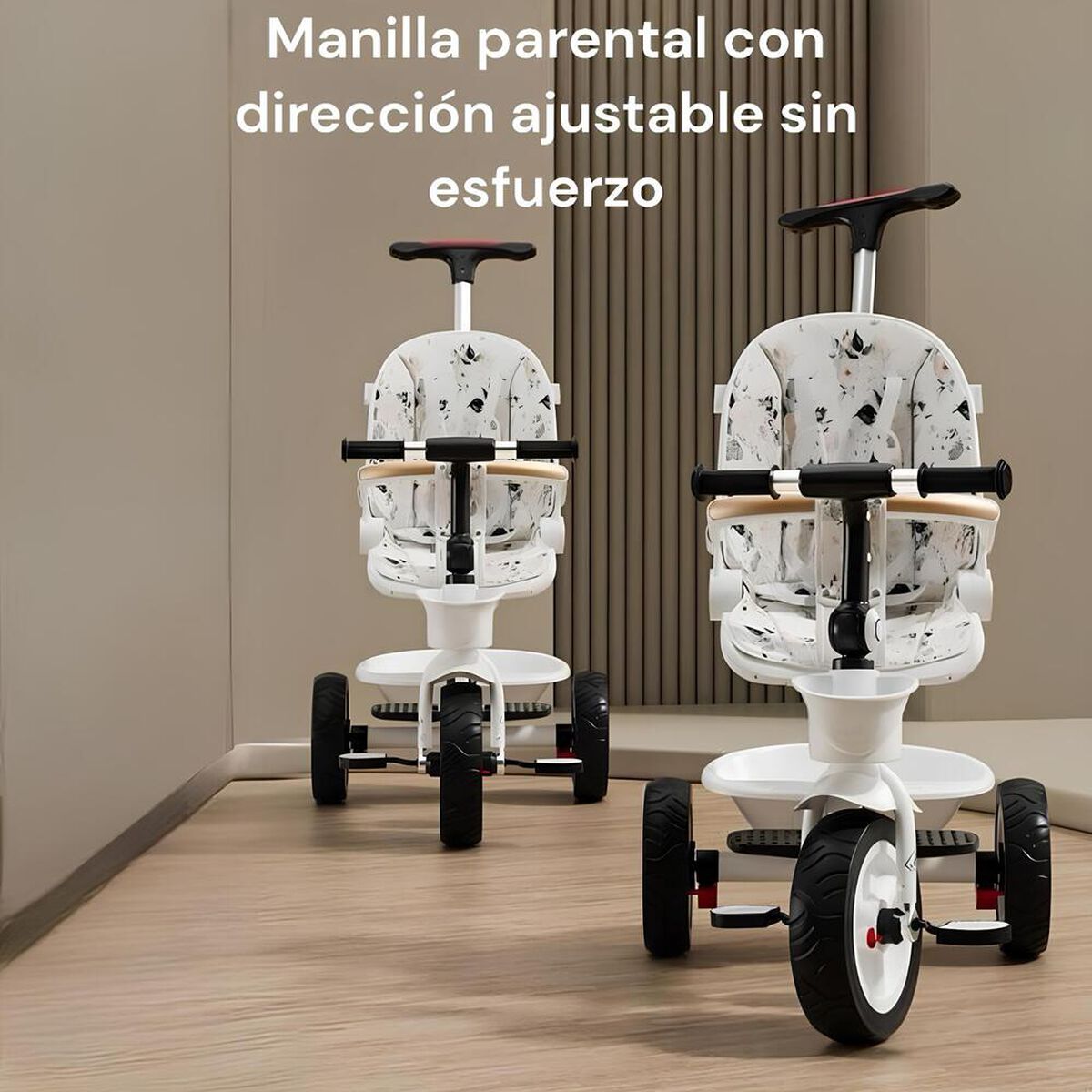 Triciclo LuBabycas 360° Multiposiciones con Mesita Blanco