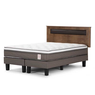 Cama Europea Rosen Base Dividida 2 Plazas New Style 6 + Respaldo Ferrara