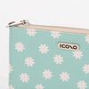 Billetera Floral Mujer Celeste Eco Cuero Icono