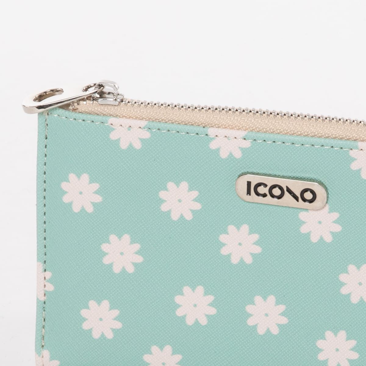 Billetera Floral Mujer Celeste Eco Cuero Icono