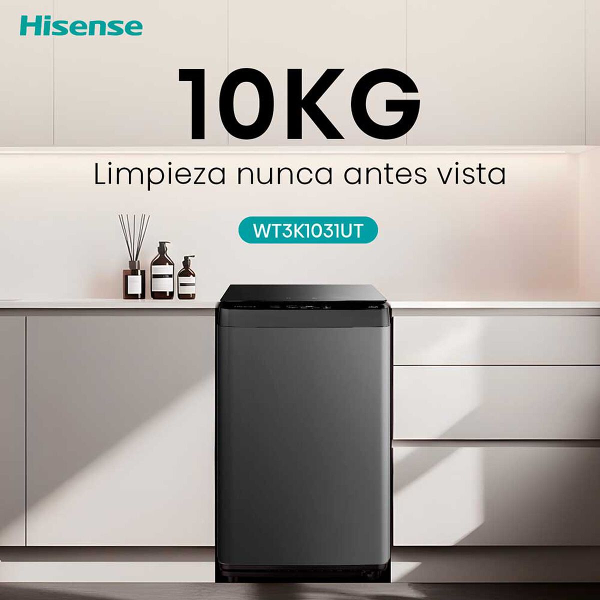 Lavadora Carga Superior Hisense WT3K1031UT 10 Kg. Titanium
