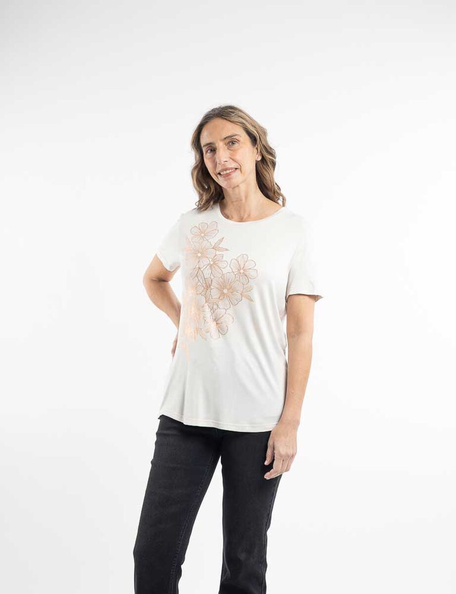 Polera Con Estampado Manga Corta Mujer Portman Club