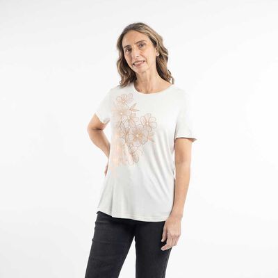 PORTMAN CLUB Polera Con Estampado Manga Corta Mujer Portman Club