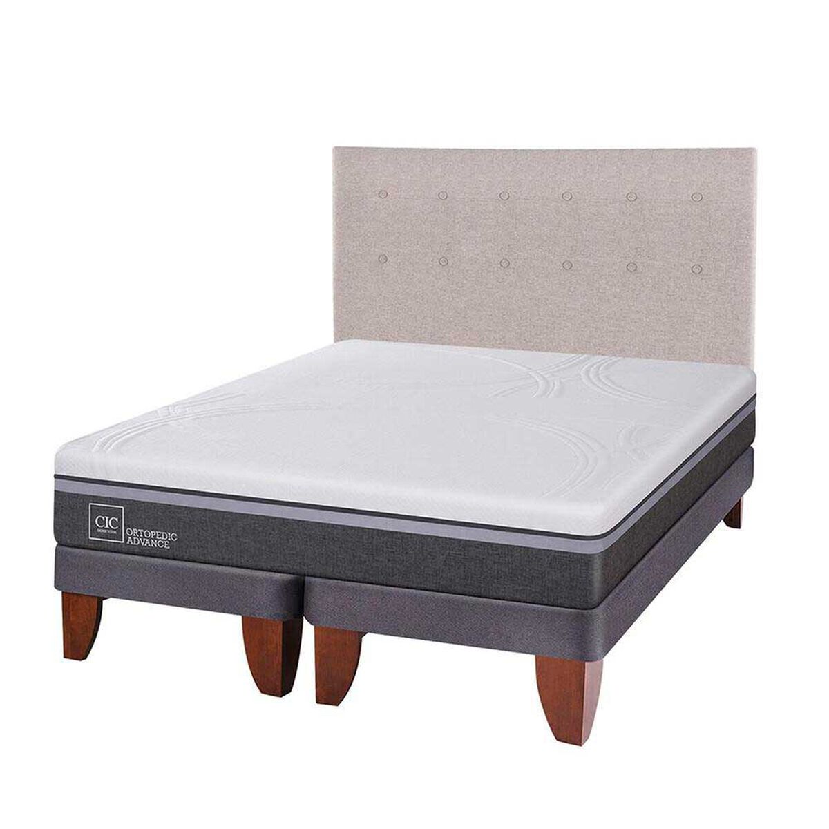 Cama Europea CIC Base Dividida 2 Plazas Ortopedic Advance + Respaldo Tigris