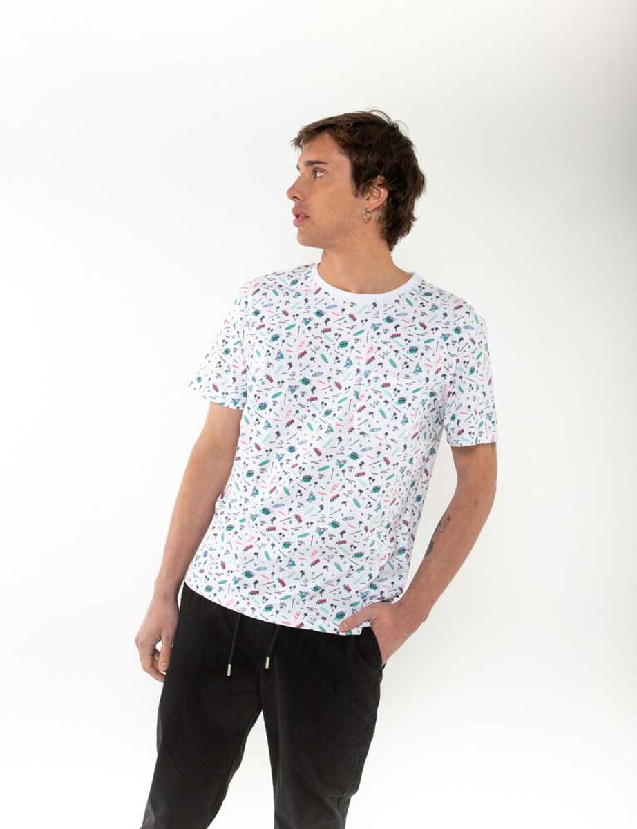 Polera Algodón Estampada Manga Corta Hombre Cutback