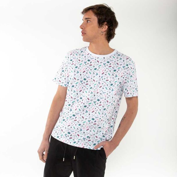 Polera Algodón Estampada Manga Corta Hombre Cutback
