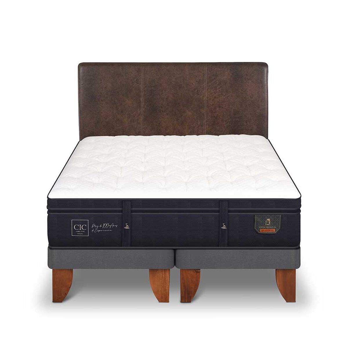 Cama Europea CIC Base Dividida 2 Plazas Súper Premium + Respaldo