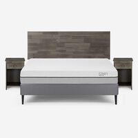 Cama Europea Rosen 2 Plazas Pratta + Respaldo + 2 Veladores Tabor Grafito