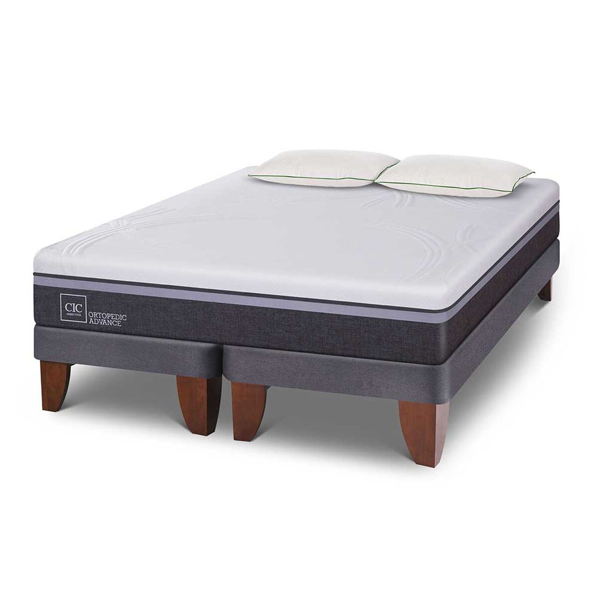 Cama Europea CIC Base Dividida 2 Plazas Ortopedic Advance + Set 2 Almohadas Da Soft Sleep