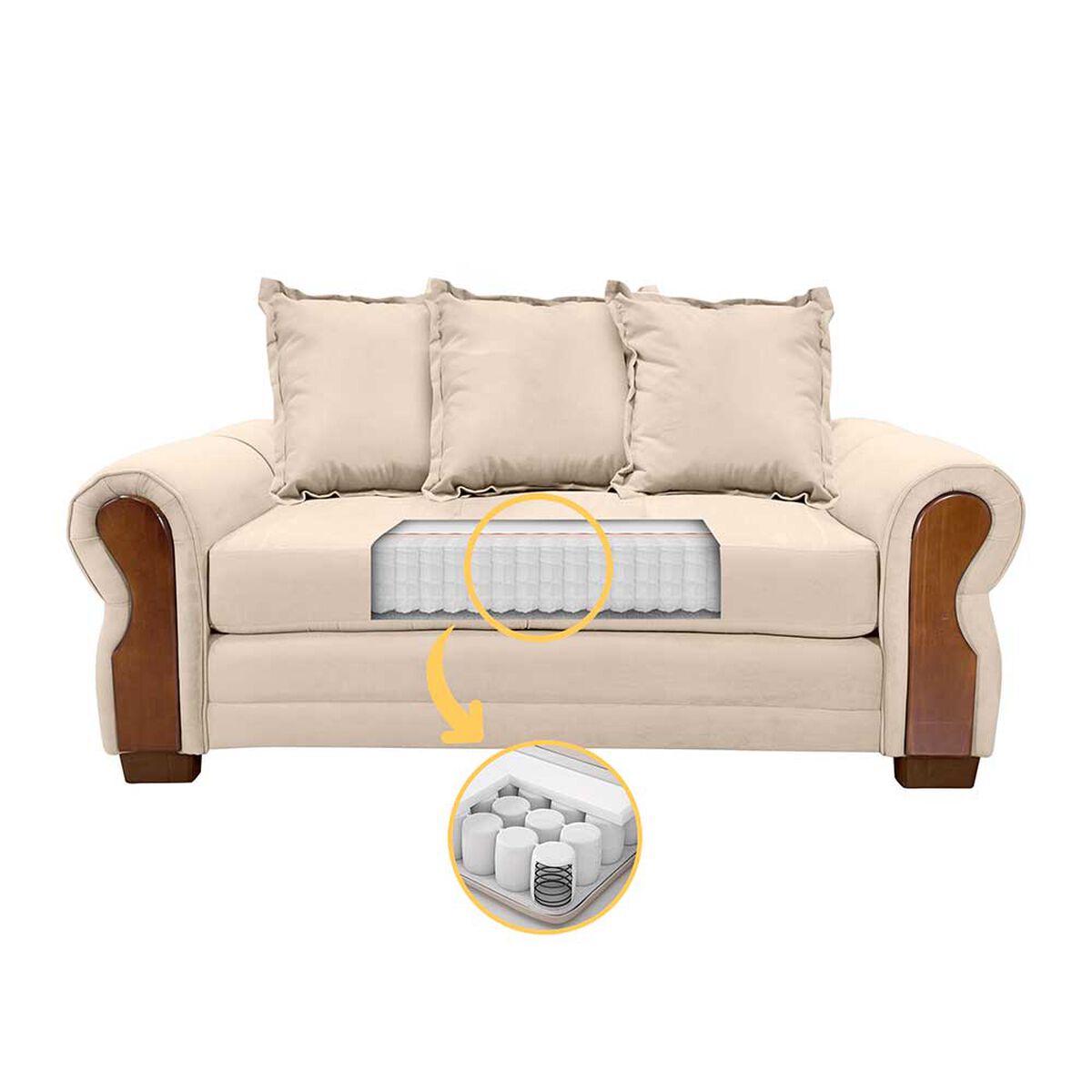 Sof&aacute; Living Factory Arizona 2 Cuerpos Beige