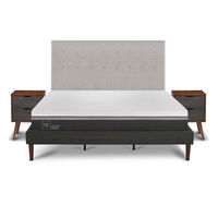 Cama Europea CIC King Ortopedic Advance + Respaldo Tigris + 2 Veladores