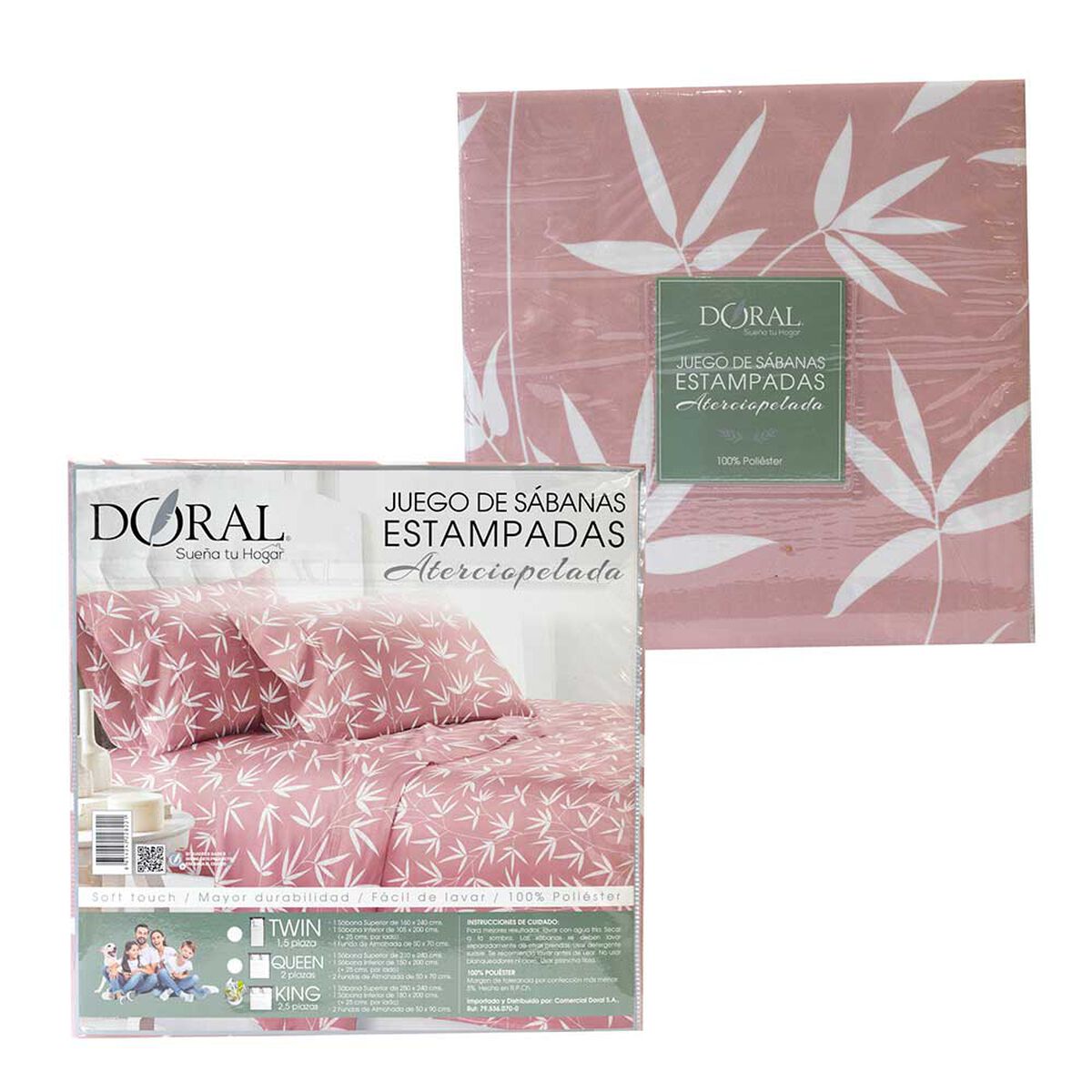 Juego de S&aacute;banas Doral 2 Plazas Piel De Durazno D/8