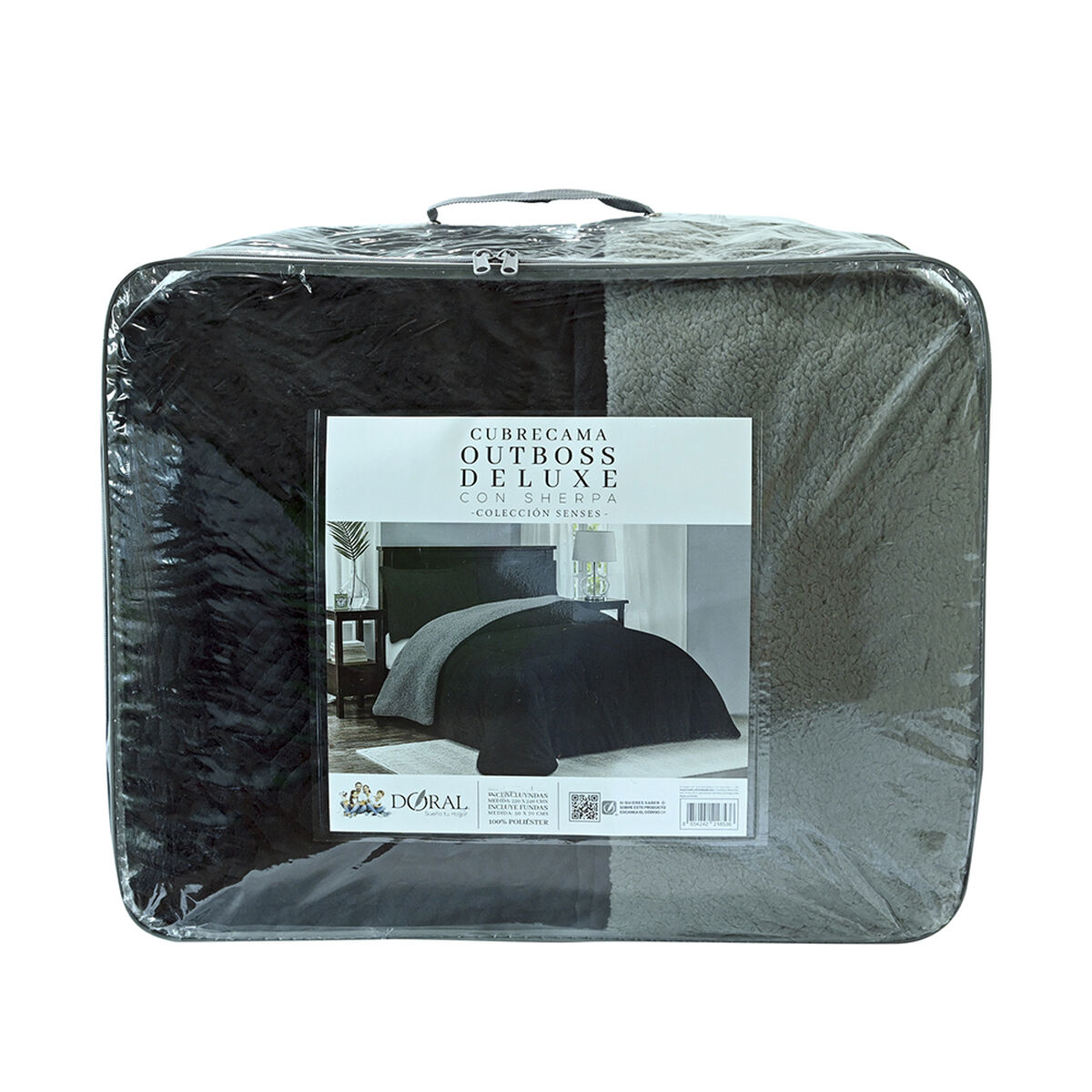 Cubrecama Doral Super King Negro Outboss Sherpa