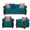 Juego de Living Ruzam Mobel Atenas Sofá 3 Cuerpos + Dos Sillones 1 Cuerpo Lino Turquesa