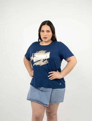 Imagen 1 del producto Polera Con Estampado Manga Corta Mujer Extralindas Azul, Beige, Blanco, Crudo, Morado
