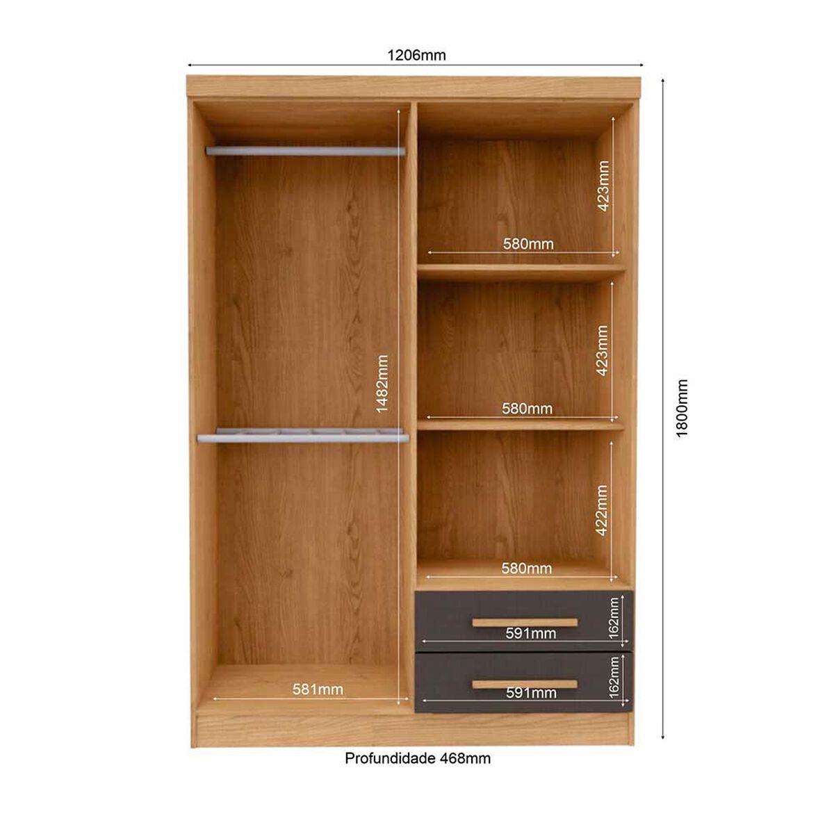 Closet Yardas Josefa 4 Puertas 2 Cajones Titanio