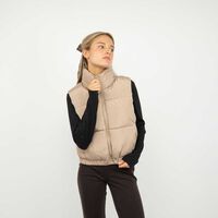 Parka Sin Mangas Mujer Icono Camel, Negro