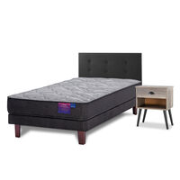 Cama Europea Flex 1,5 Plazas Therapedic Plus + Respaldo Royal + Velador Rock