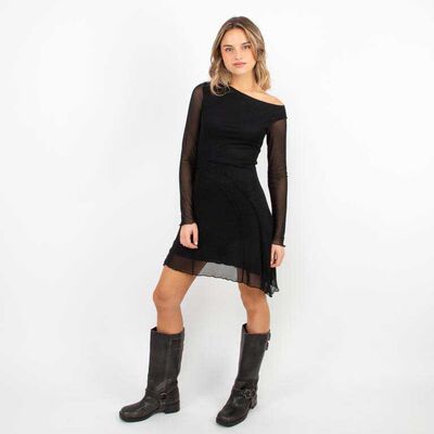 Vestido Corto Manga Larga Mujer Icono