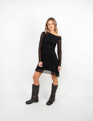 Imagen 1 del producto Vestido Corto Manga Larga Mujer Icono Negro