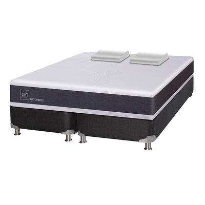 Box Spring CIC Base Dividida King Ortopedic + Almohadas