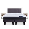 Cama Europea Flex 2 Plazas Nexus Base Dividida + Respaldo Royal Grafito + Veladores Rock
