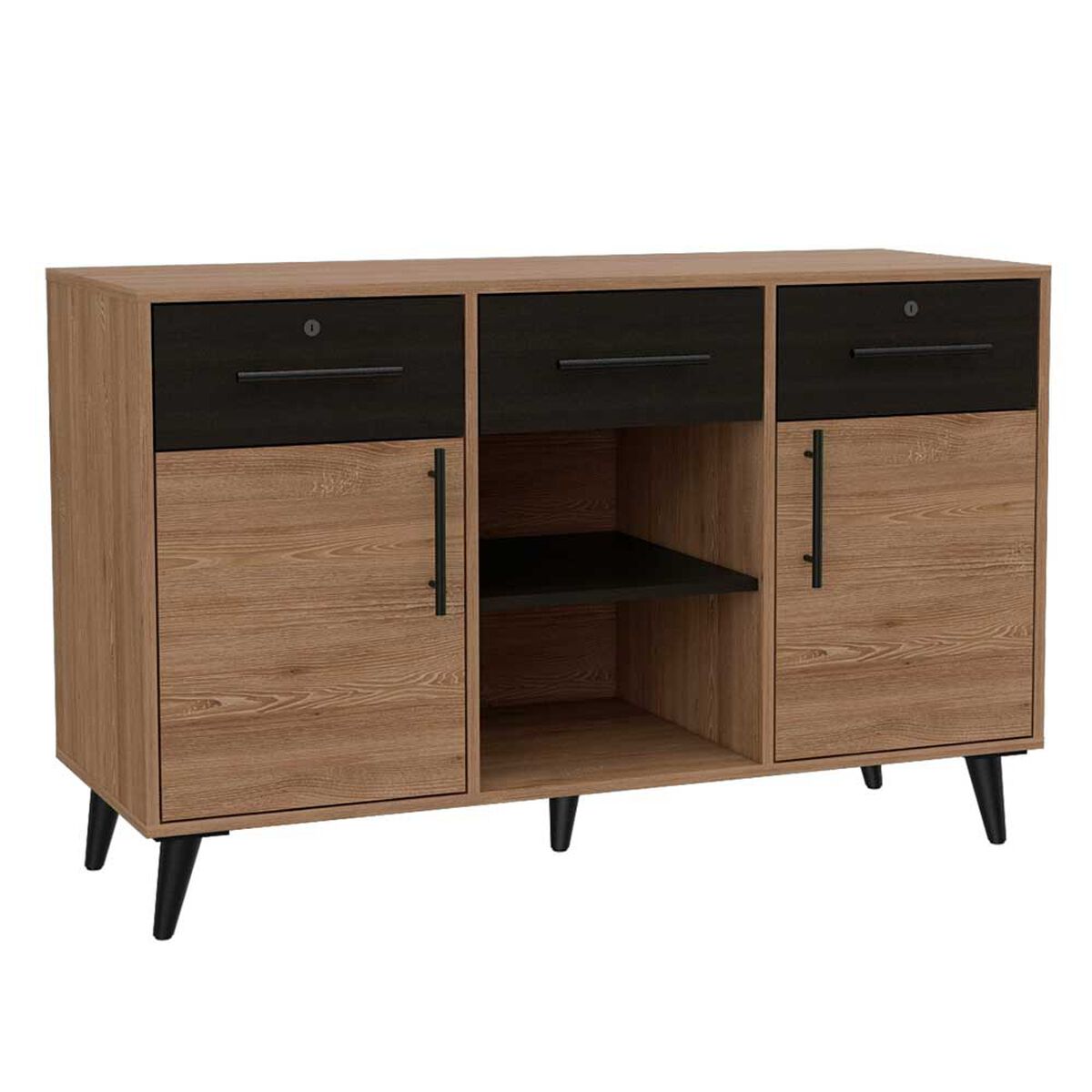 Combo Escritorio en L + Gabinete TuHome Bilbao Miel Wengue