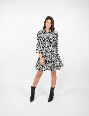 Imagen 1 del producto Vestido Estampado Corto Manga 3/4 Mujer Zibel Negro