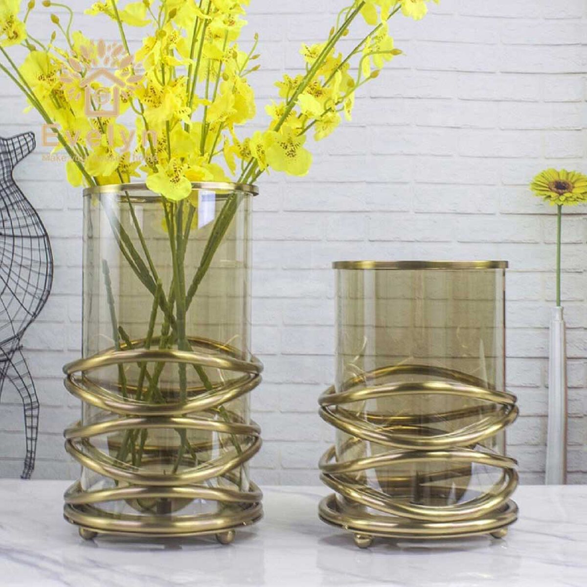 Set 2 Floreros Decorativos Ankara Freya Dorado